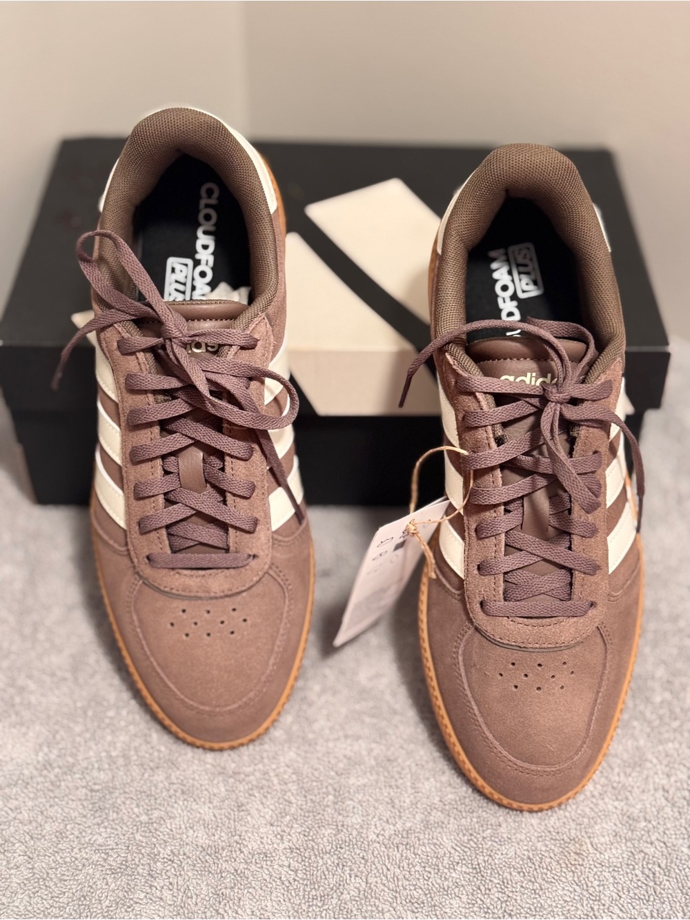 adidas Cloudfoam Retro Sneakers in Brown and White